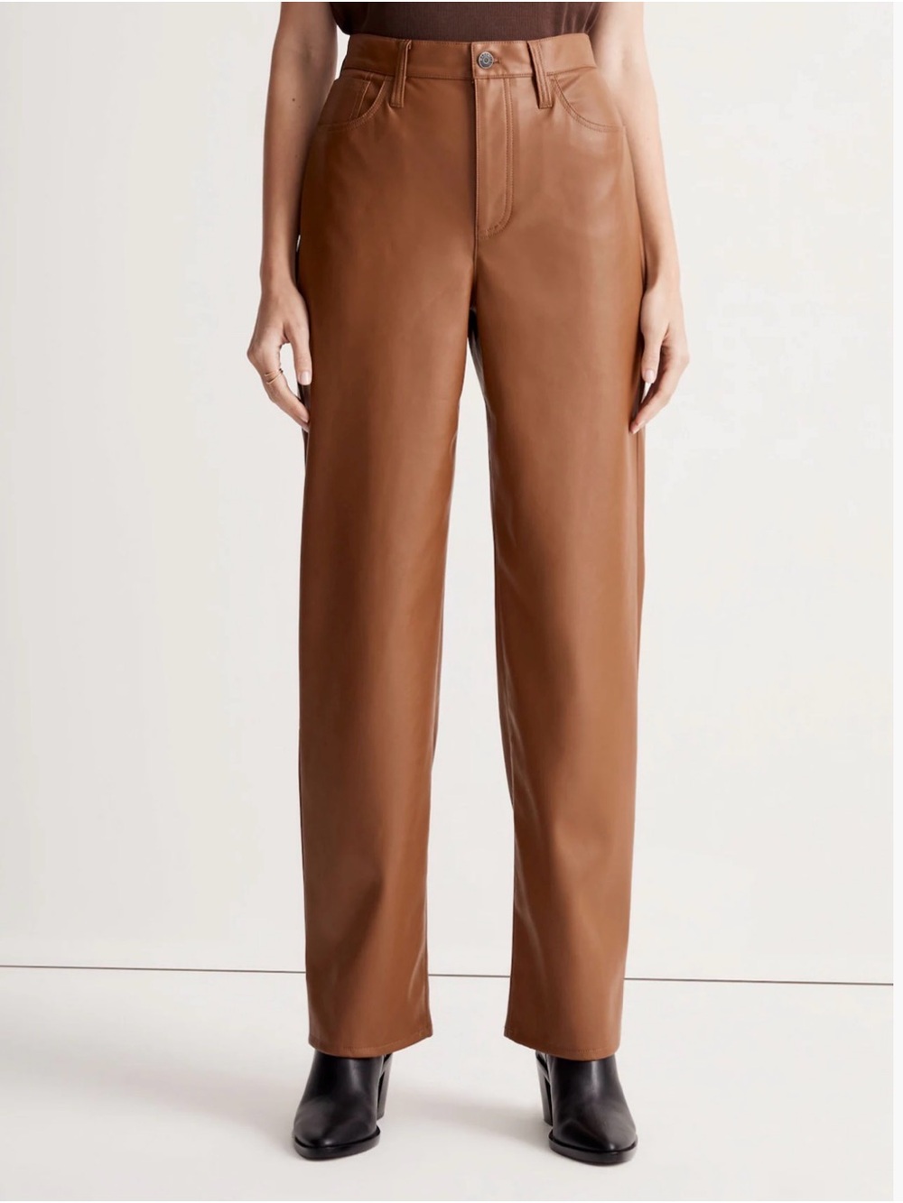 Madewell The Perfect Vintage Wide-Leg Pant: Faux Leather Edition in Brown, 29
